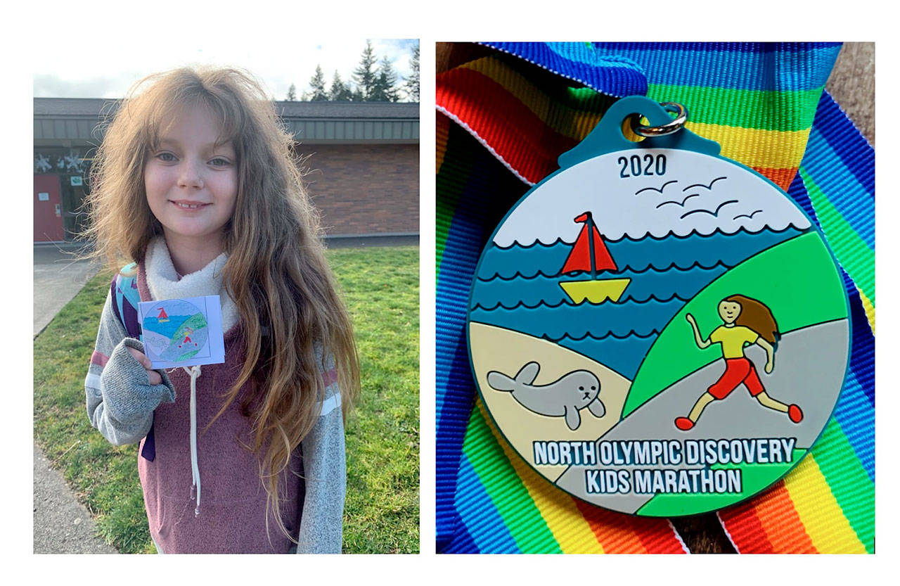 Amalia Bell, winner of the 2020 North Olympic Discovery Kids Marathon’s medal design contest. Elementary school students have until Feb. 5 to submit designs for the 2021 Kids Marathon. (Photo courtesy of North Olympic Discovery Marathon)