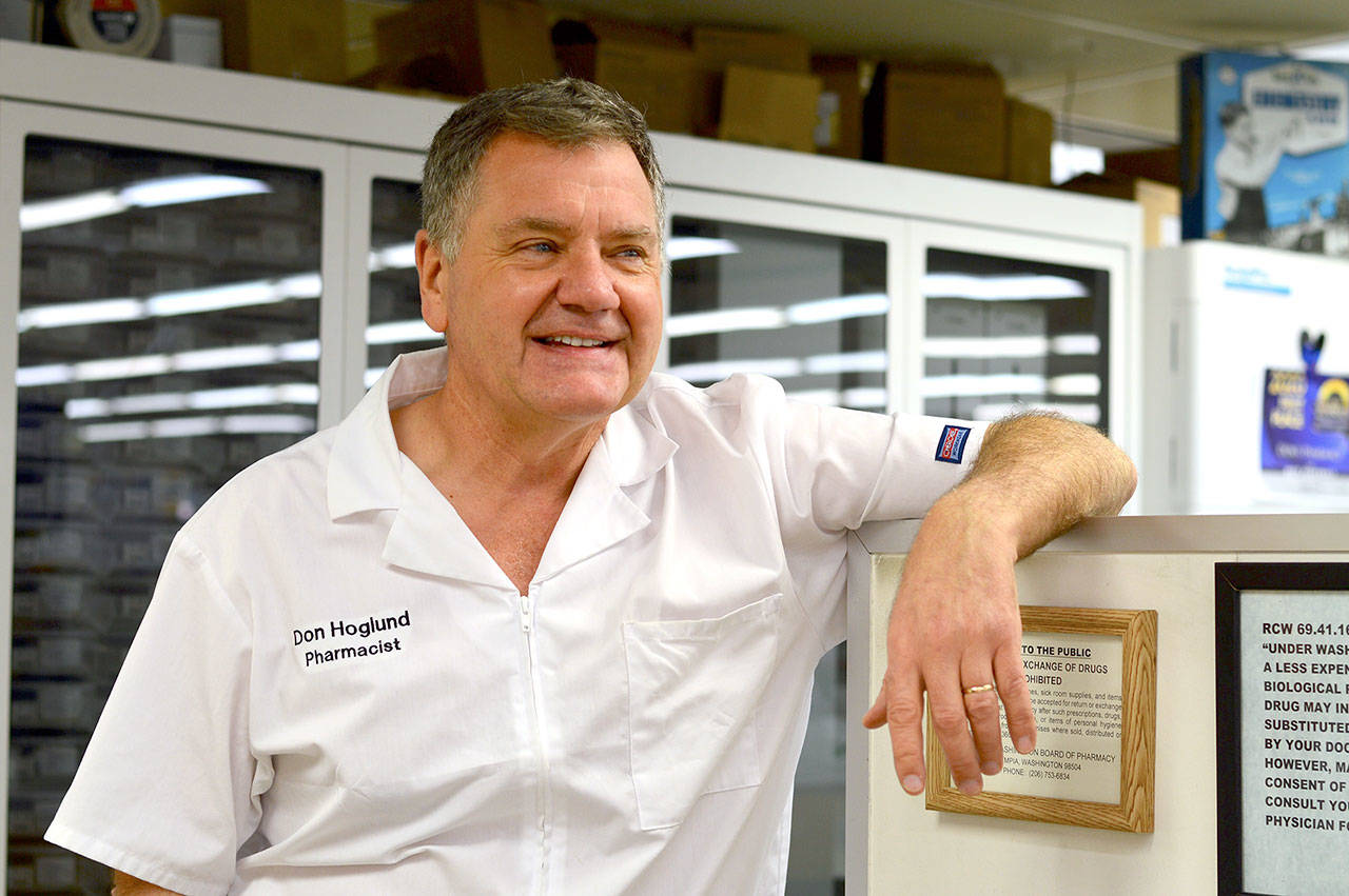 Don Hoglund is looking forward to staying at his namesake workplace of some four decades — under the new owner. (Diane Urbani de la Paz/Peninsula Daily News)