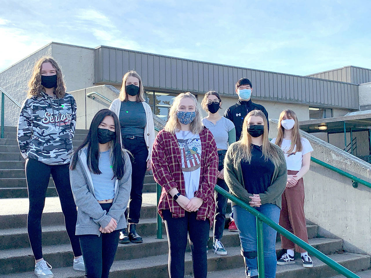 Port Angeles High School Interact Club members are front row, from left, Yau Fu, Maizie Tucker, Hayden Webber and Trinity Laws and back row, from left, Emma Weaver, Molly Scofield, Olivia Carroll and Yun Chong.