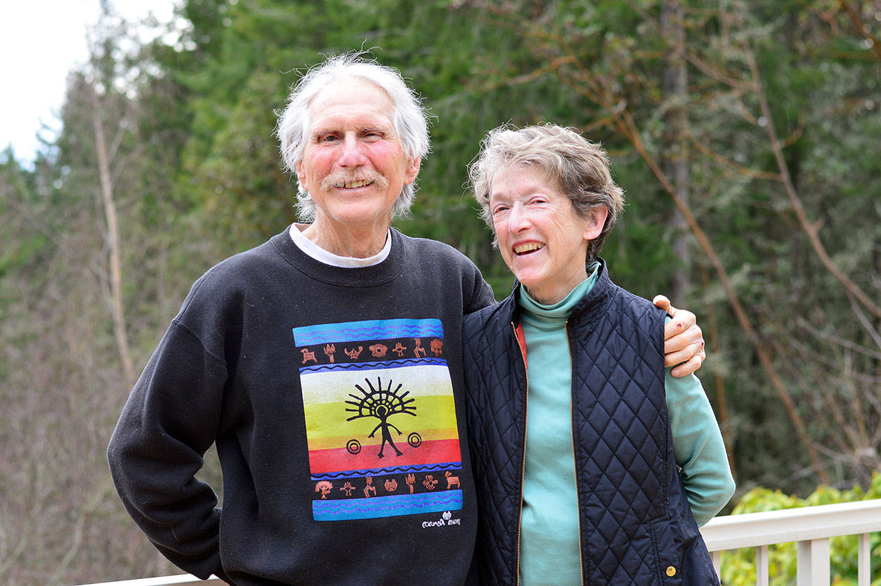 Ken Hanson and his wife, Pat Todd, are back home in Port Ludlow after a harrowing night that ended with Ken’s rescue by a bloodhound named Jelly. (Diane Urbani de la Paz/Peninsula Daily News)