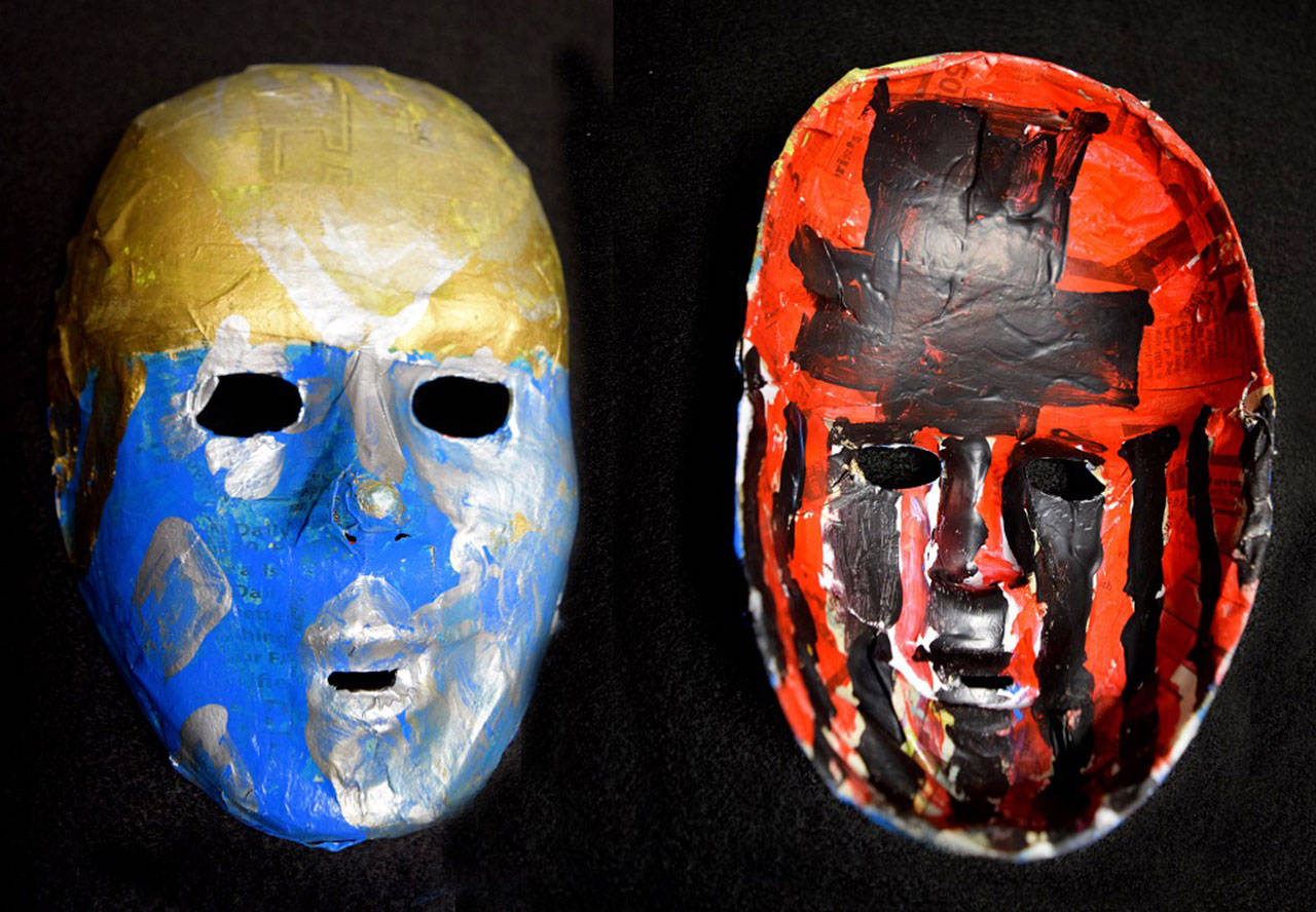 “Mask” by Michael Rief, a Clallam Mosaic member whose art is on display at Blue Whole Gallery in March. (Submitted photo)