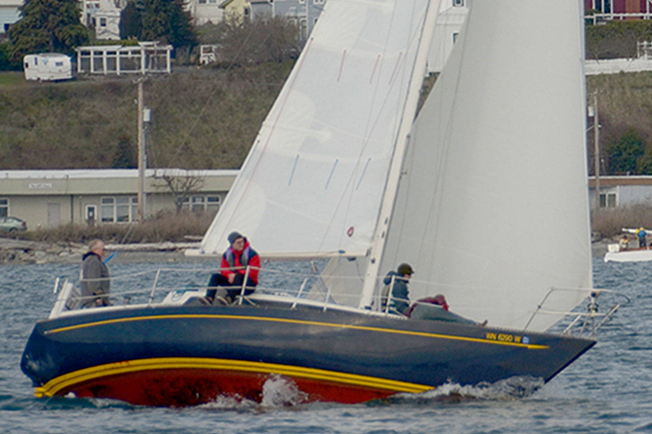 Classic sailboats, like this one in 2017's Shipwrights' Regatta, will race on Port Townsend Bay in a 2021 event this Saturday. (Peninsula Daily News file)
