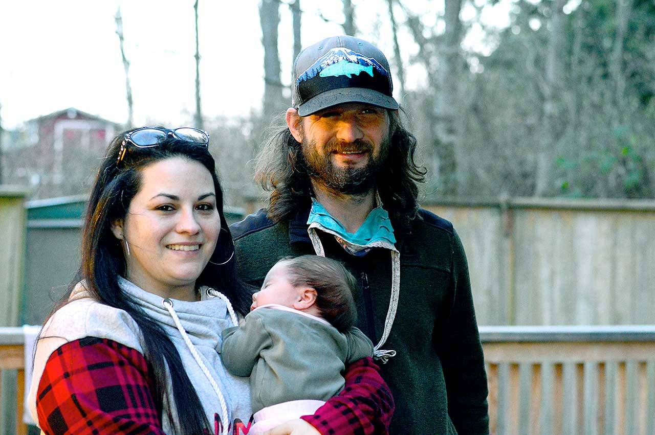 <strong>Diane Urbani de la Paz</strong>/Peninsula Daily News
 Arianna and B.G. Patterson and their newly adopted daughter Ivy are advocates of Olympic Angels, the nonprofit organization which supports foster families across the North Olympic Peninsula.