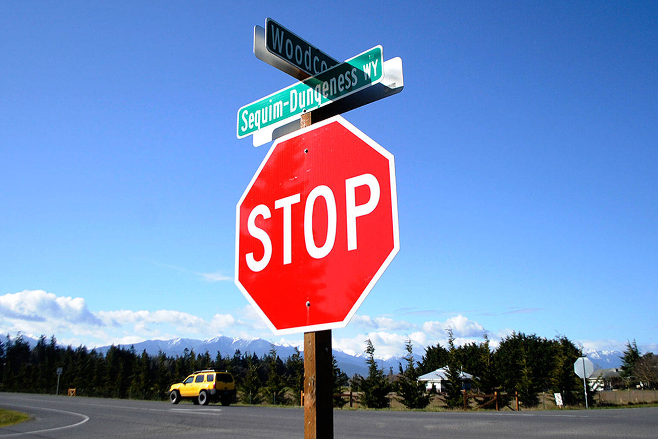 Construction on a roundabout at the intersection of Sequim-Dungeness Way and Woodcock Road could begin this July and finish by September. Matthew Nash/Olympic Peninsula News Group