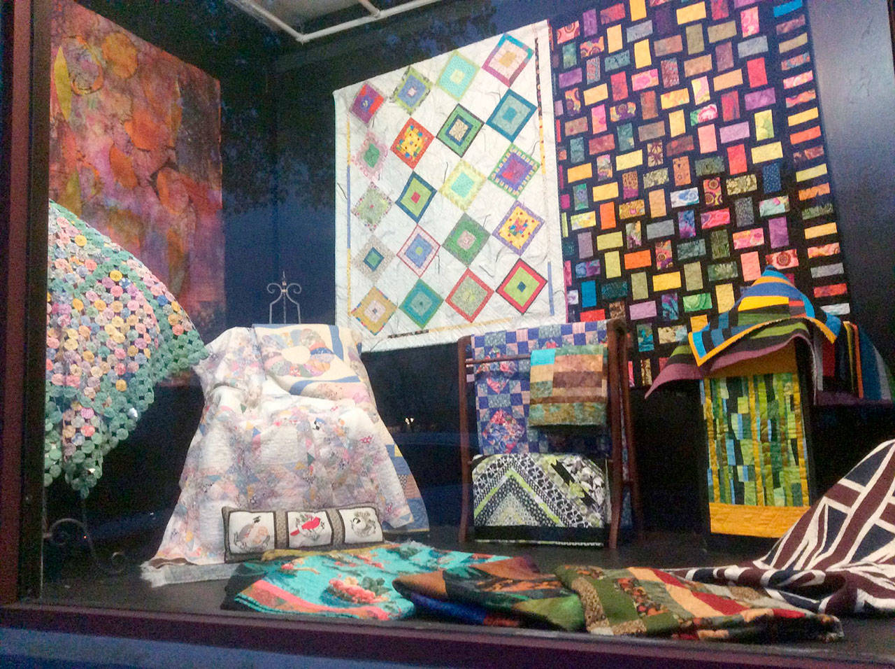 Past and Present Quilts is on display in a window in Port Townsend.