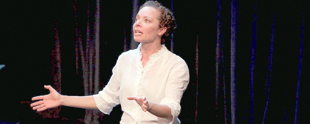 Gin Hammond portrays more than two dozen characters in her one-woman show “Returning the Bones,” streaming this week in Key City Public Theatre’s Art of the Solo series. (Photo courtesy of Key City Public Theatre)