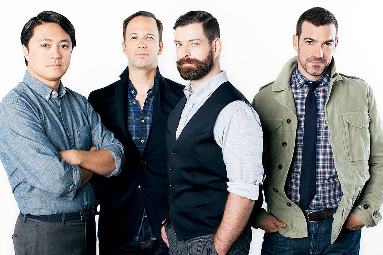 The Miró Quartet — from left, violinists Daniel Ching and William Fedkenheuer, violist John Largess and cellist Joshua Gindele — will engage in a live-streamed question-and-answer session after their virtual concert Saturday. (Photo courtesy of the Miró Quartet)