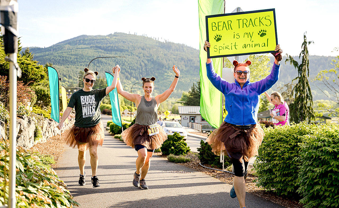 Members of the Bear Tracks team compete at the third Frosty Moss Relay Race on Saturday. A total of 44 teams competed in this weekend’s event held by Peninsula Adventure Sports. (Matt Sagen/Cascadia Films)