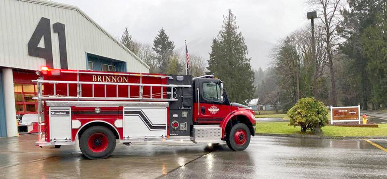 The Brinnon Fire Department acquired several new vehicles due to a $1.2 million bond that was approved by Brinnon Voters in 2019, including the 1,500 Rosenbauer pumper tender. (Brinnon Fire Department)