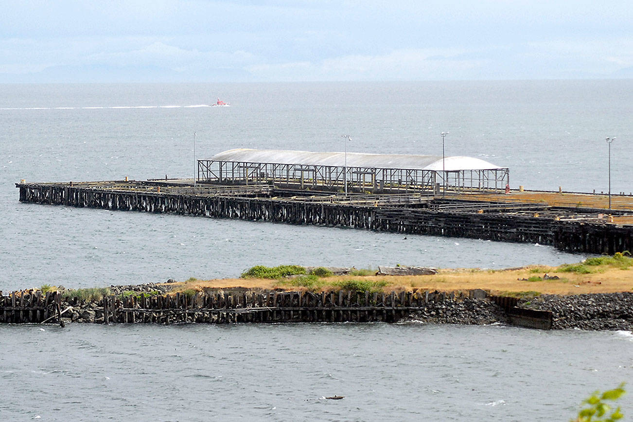 Keith Thorpe/Peninsula Daily News
The dock at the former Rayonier Mill east of downtown Port Angeles, shown on Saturday, is scheduled to be dismantled beginning in mid-June.