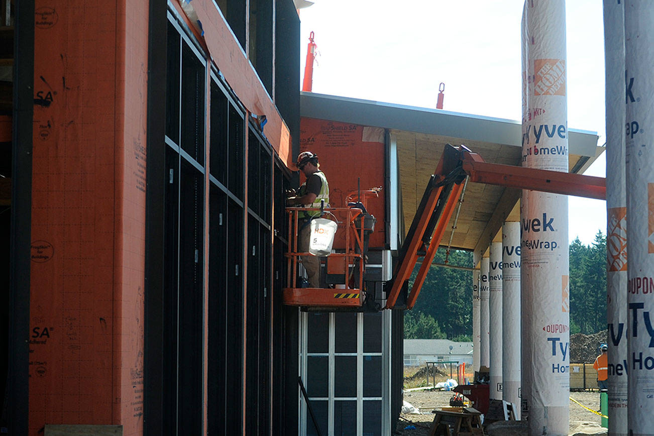The front of the Jamestown S’Klallam Tribe’s medication-assisted treatment (MAT) clinic, aka Jamestown Healing Clinic, will feature carved wood art, a retention pond, and plentiful landscape, says tribal leadership. Matthew Nash/Olympic Peninsula News Group