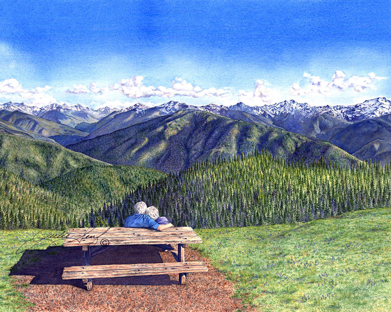 Lov’N the Olympics by Julie Senf will be featured at the Blue Whole Gallery.