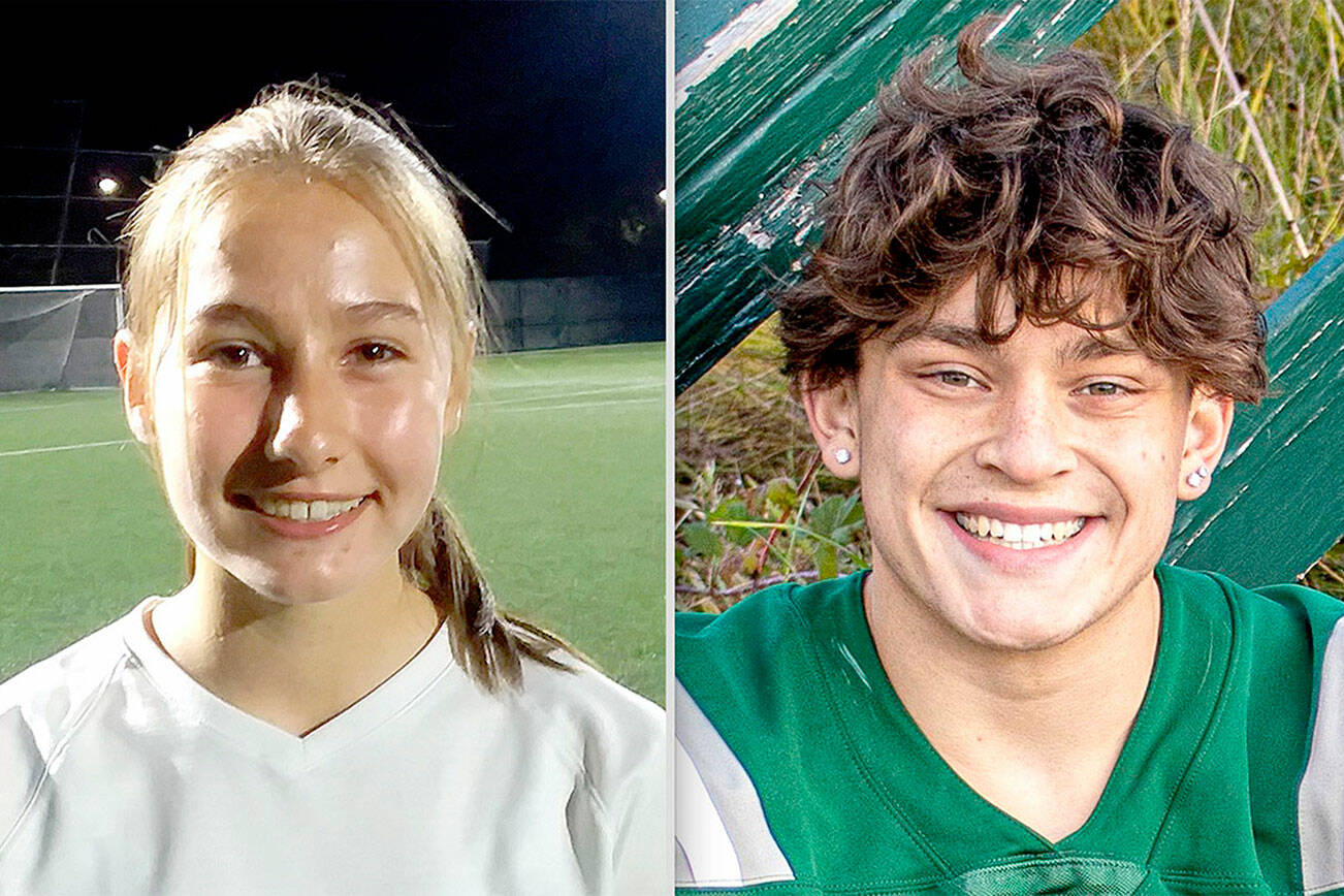 Taryn Johnson, Sequim soccer, left, and Daniel Cable, Port Angeles football.