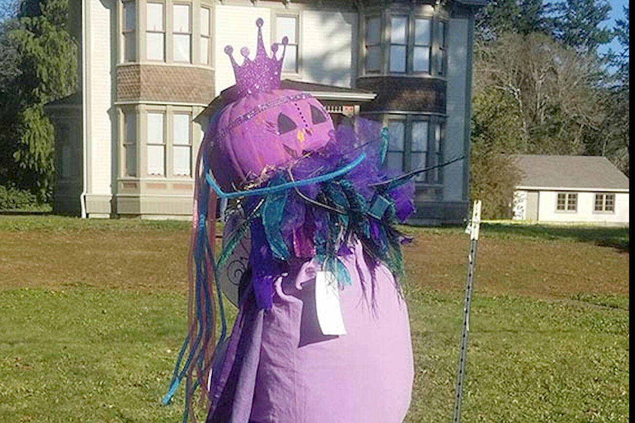 The “Purple Fairy,” constructed by Mia Mann’s third-grade class at Quilcene School, was among the winners of last year’s Scarecrow Contest at Quilcene’s Worthington Park. Signups for this November’s competition are underway now. (Worthington Park)