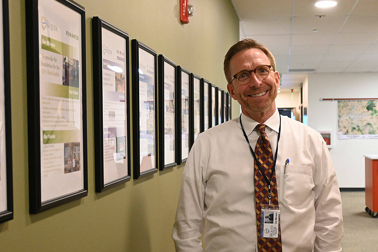 On the job now as city manager for the City of Sequim, Matt Huish said he is interested in getting to know people he’ll be interacting with in the coming weeks and months. (Michael Dashiell/Olympic Peninsula News Group)