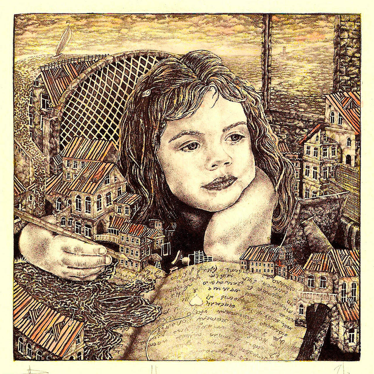 “Diary of a little girl” is an etching on display at Peninsula College.