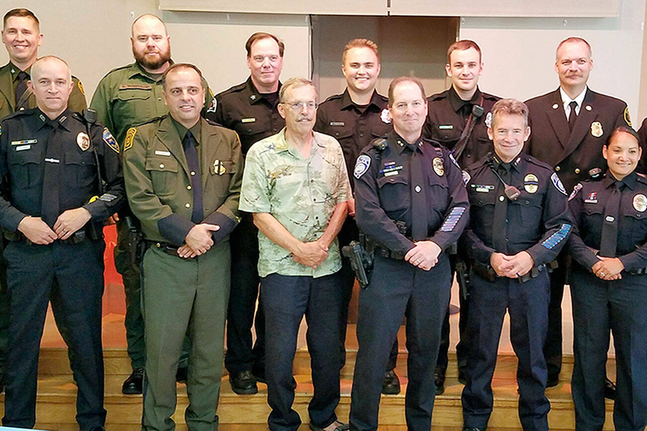 Pictured in the front row, from left to right: Chief Sheri Crain, Deputy Chief Mike Hill, Agent Daniel Janikic, Sheriff Bill Benedict, Officer Eric Walker, Chief Brian Smith, Officer Swift Sanchez, Jessica Conner Chelsea Jensen. 

Back row, from left to right: Agent in Charge Corey Lindsay, Agent Daniel Ervin Yarbrough, Fire Marshall Mike Sanders, Firefighter/Paramedic Tyler Gage, Firefighter/Paramedic Michael Stroobant, Chief Jake Patterson and Lieutenant Kevin Thompson.