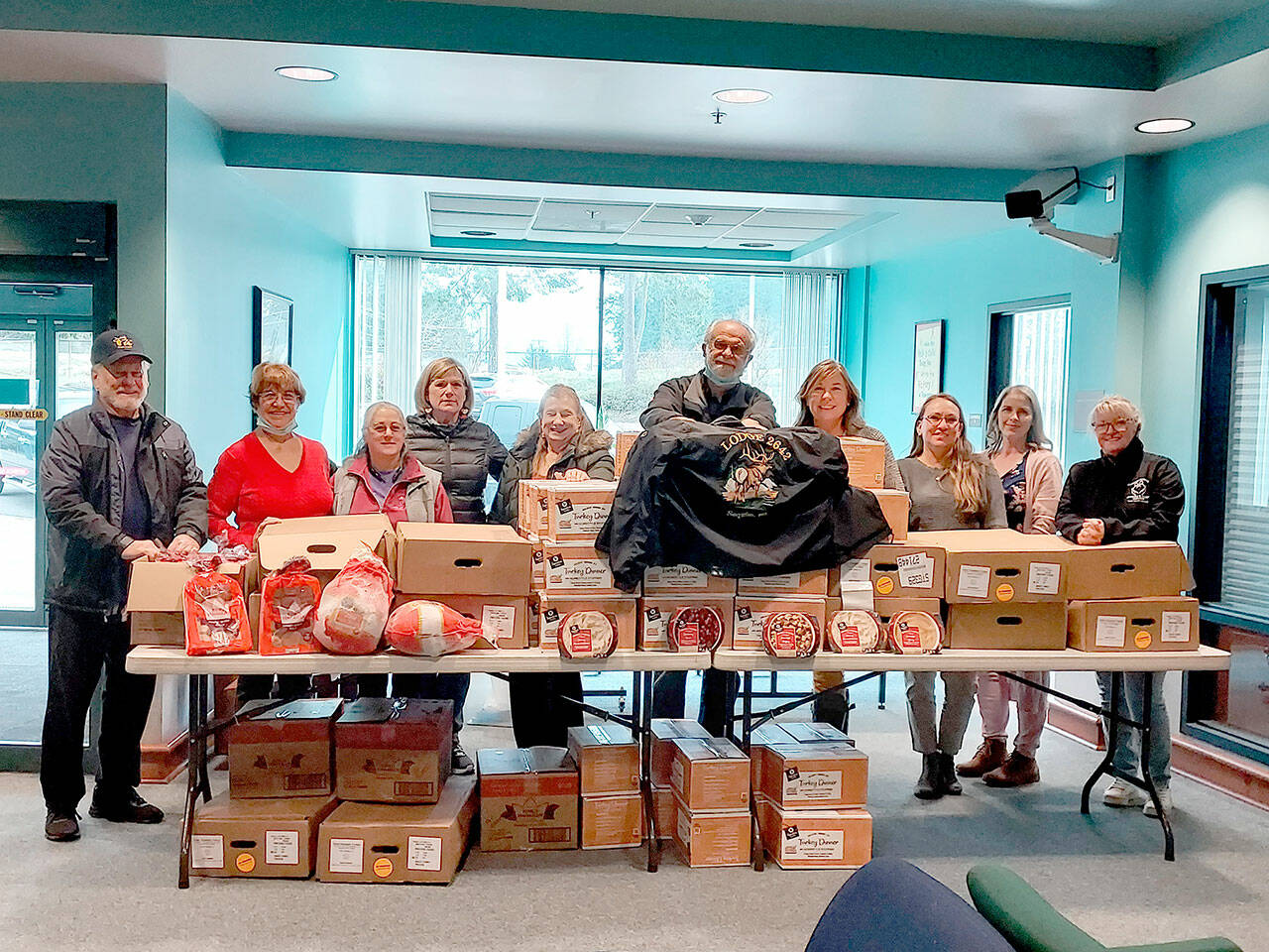 Volunteers from Sequim Elks Lodge 2642 delivered 40 Thanksgiving meals to the Child Advocate Program for foster families to enjoy.