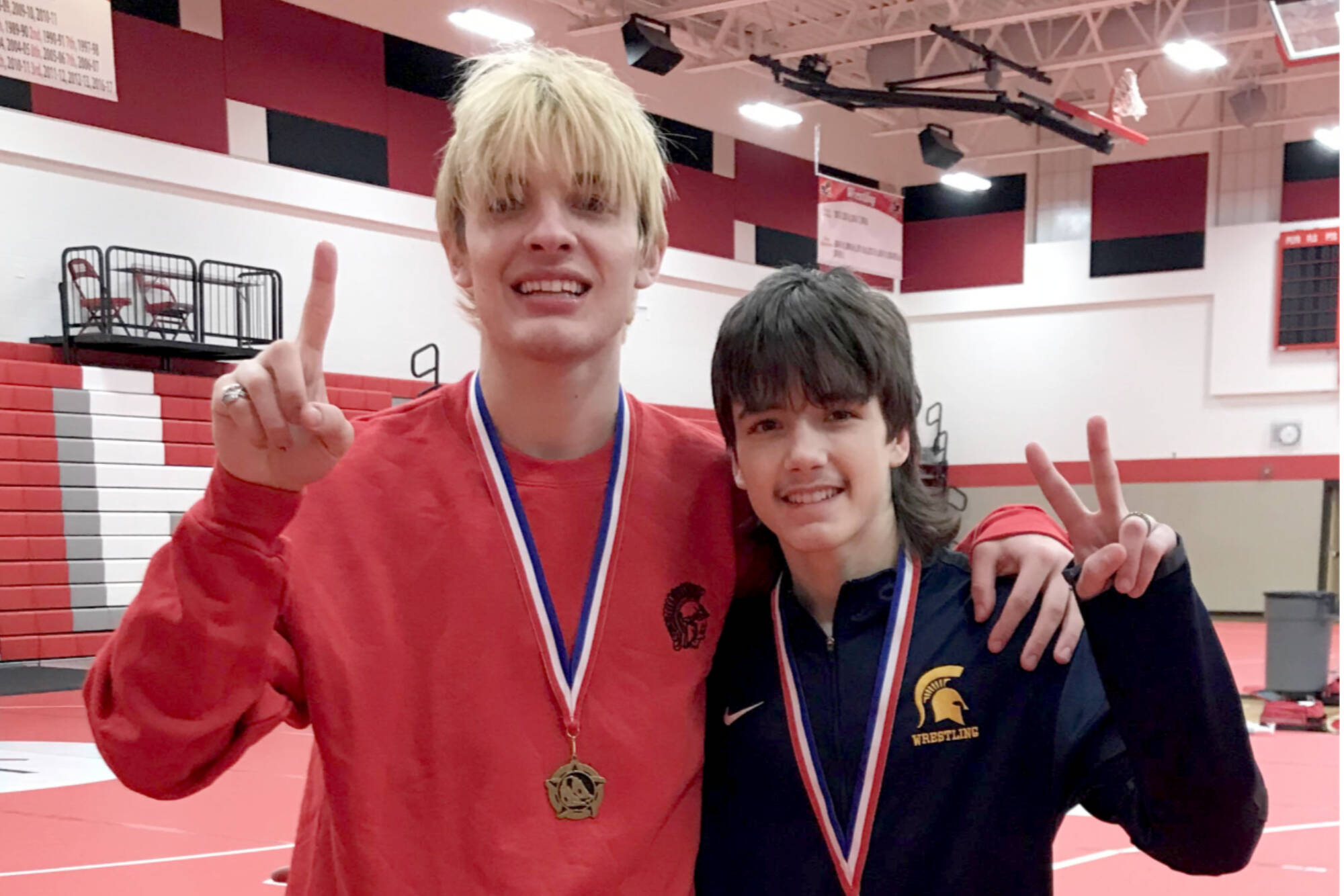 Forks' Jake Weakley, left, and Matthew Montes have won their weight divisions at three straight tournaments through December.