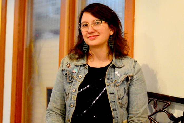 Artist and poet Nhatt Nichols, at Aldrich’s upstairs space in Port Townsend, has released her book, “This Party of the Soft Things.” She and fellow author Ward Serrill will discuss their work at Finnriver Farm on Wednesday. (Diane Urbani de la Paz/Peninsula Daily News)