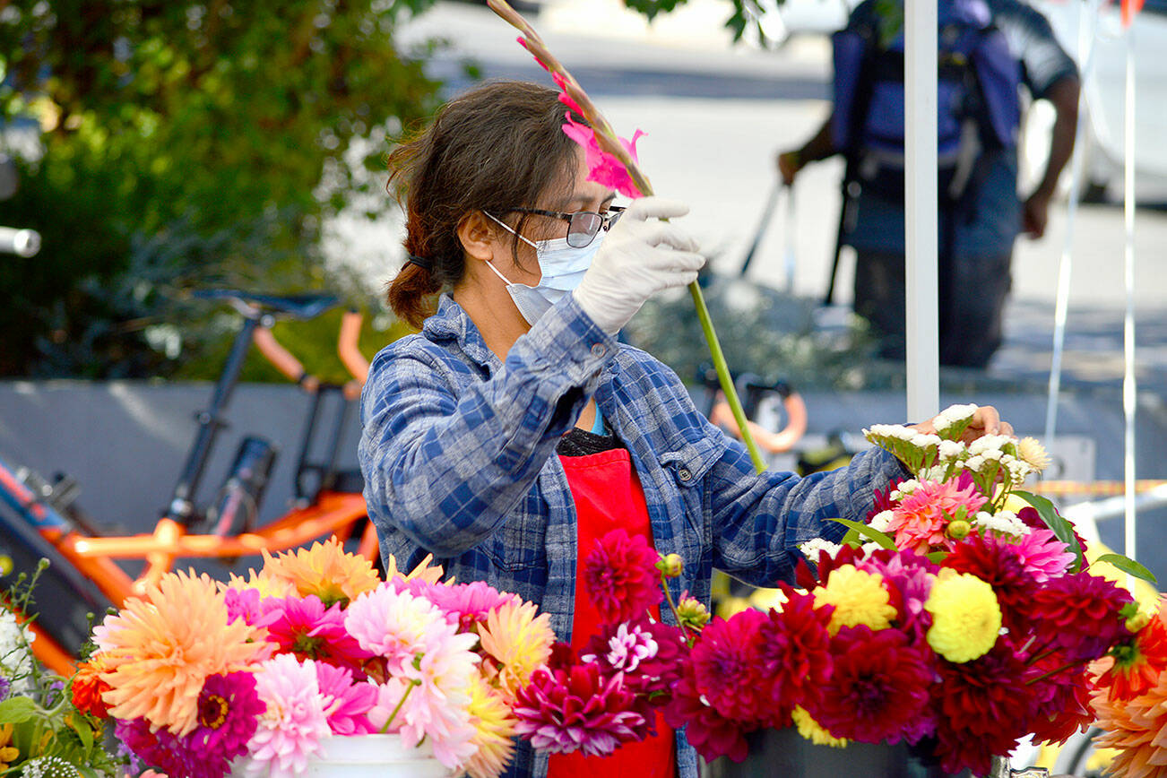 Amie Rodriguez Albaugh of Amie’s Garden outside Sequim was among the vendors in 2021 at the Port Townsend Farmers Market. The Jefferson County Farmers Markets organization has opened a startup fund for people of color interested in vending at the 2022 markets in Port Townsend or Chimacum. (Diane Urbani de la Paz/Peninsula Daily News)