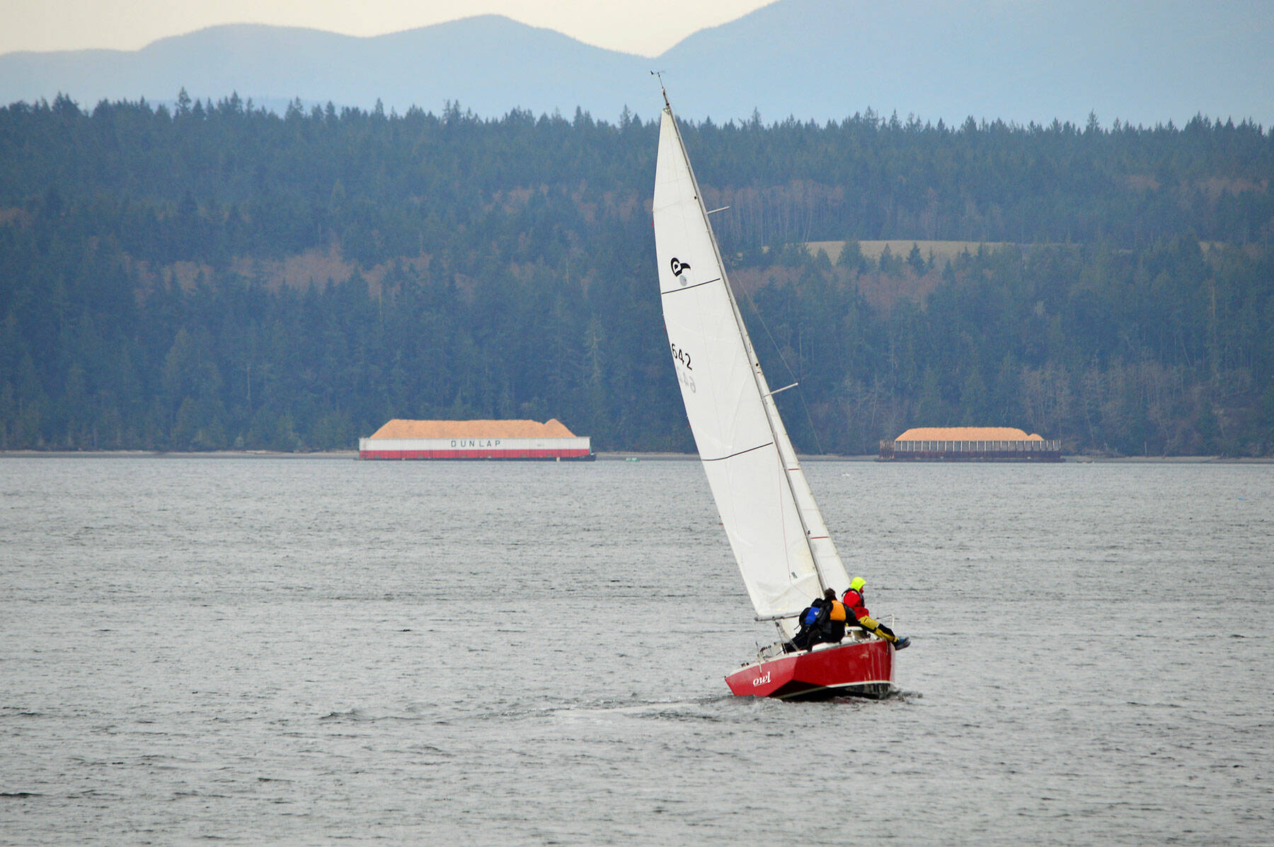 Owl, skippered by Dale Dunning, is one of the boats registered in the Thunderbird class in the 2022 Shipwrights Regatta this weekend. The race across Port Townsend Bay will start at 1 p.m. Saturday. (Diane Urbani de la Paz/Peninsula Daily News)