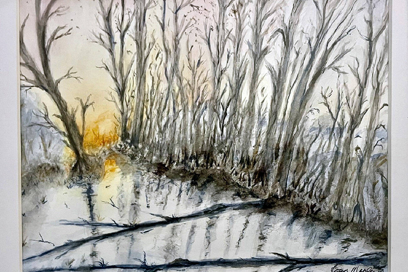 "Walking with the King" is a watercolor by Joan Astin, the Port Ludlow Art League's Artist of the Month for April