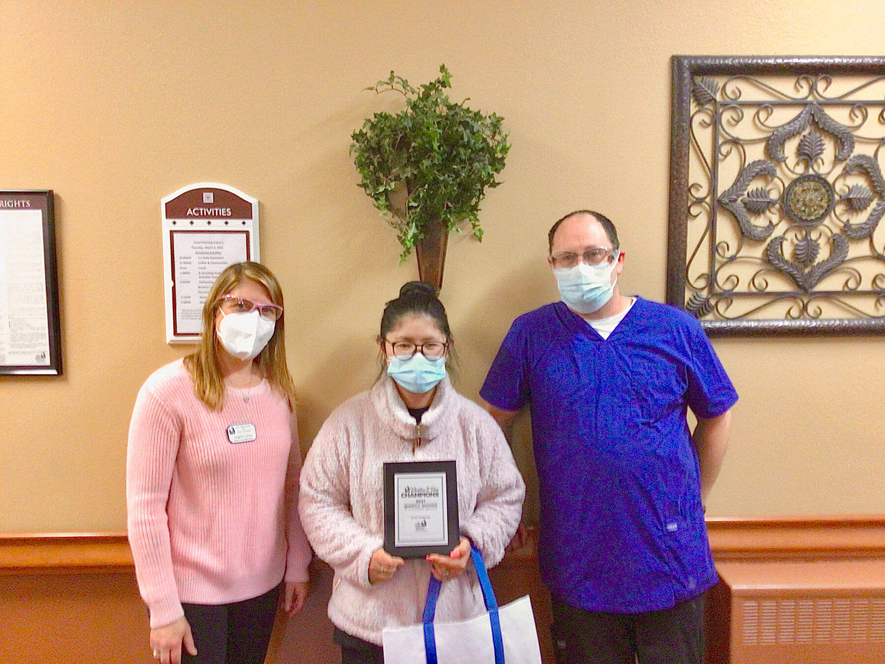 Life Care Center of Port Townsend Executive Director Angela Cerna, cook Ellie Thornton and Dietary Manager Robert Cornell.
