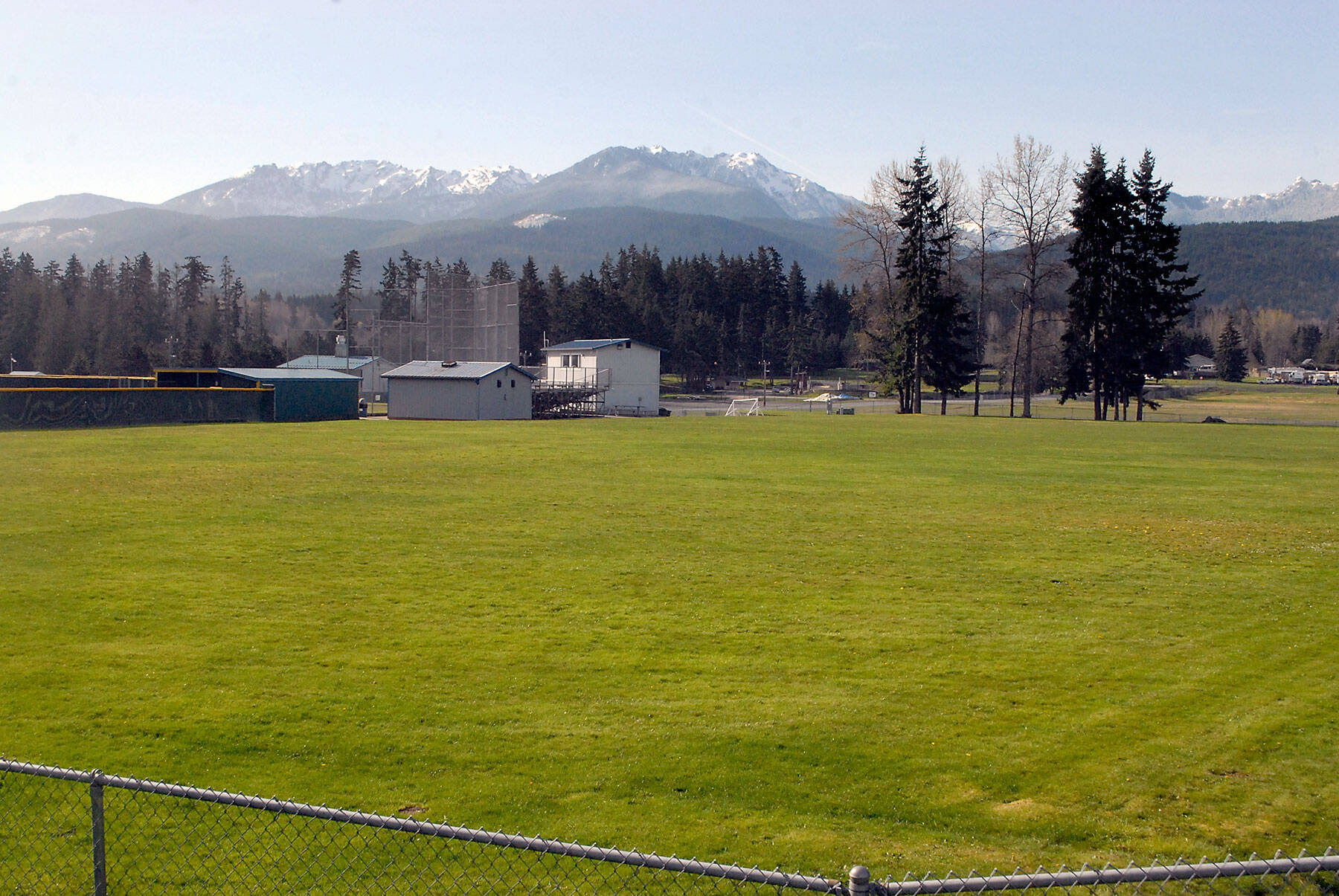 The practice field next to Volunteer Field in Port Angeles, shown Wednesday, has been withdrawn from consideration for construction of a Joint Public Safety Facility. (Keith Thorpe/Peninsula Daily News)