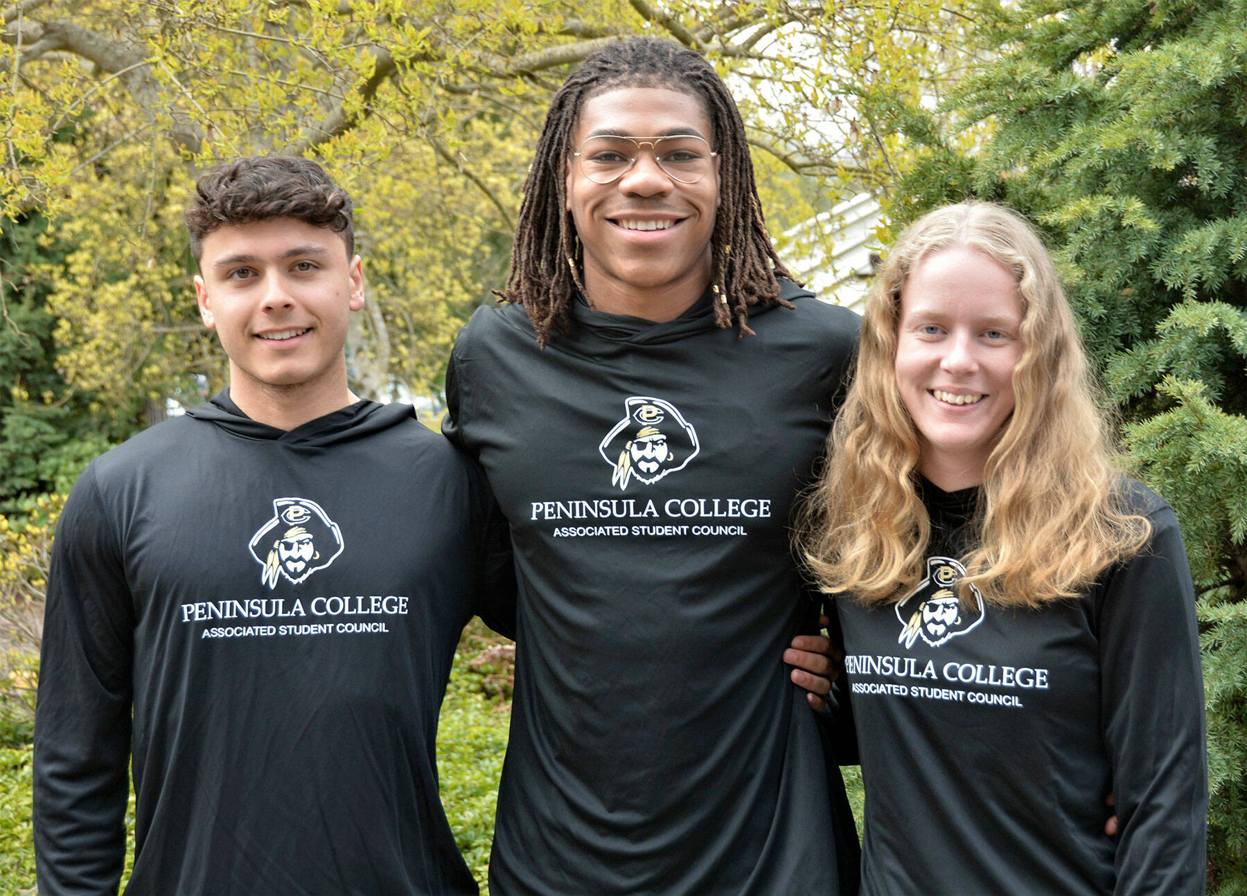 Vice President Don Dovas of Germany, left, President Isaiah Penniston-John of Las Vegas and Vice President Hedvig Persson of Sweden will lead Peninsula College’s Associated Student Council.