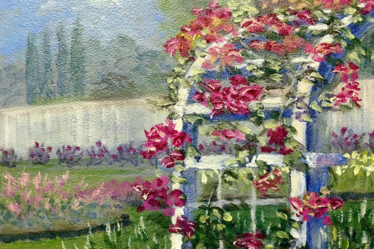 Rose Arbor and Garden by Dennis Pangborn will be on view at the Blue Whole Gallery.