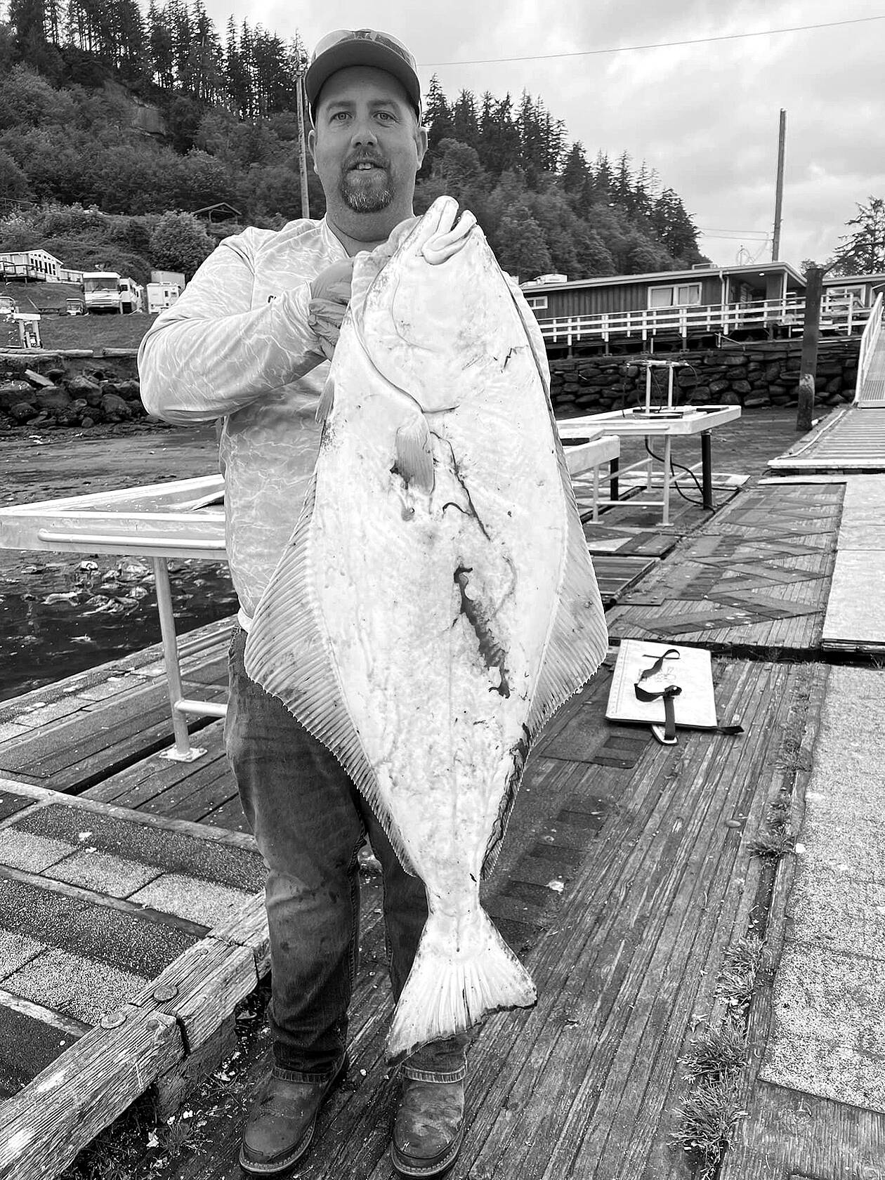 Chad Huffman caught this halibut over Memorial Day weekend while fishing with John Nunnally and Dave Sutton. All three found halibut inside the Strait of Juan de Fuca after getting bounced around and blown off the Pacific Ocean.