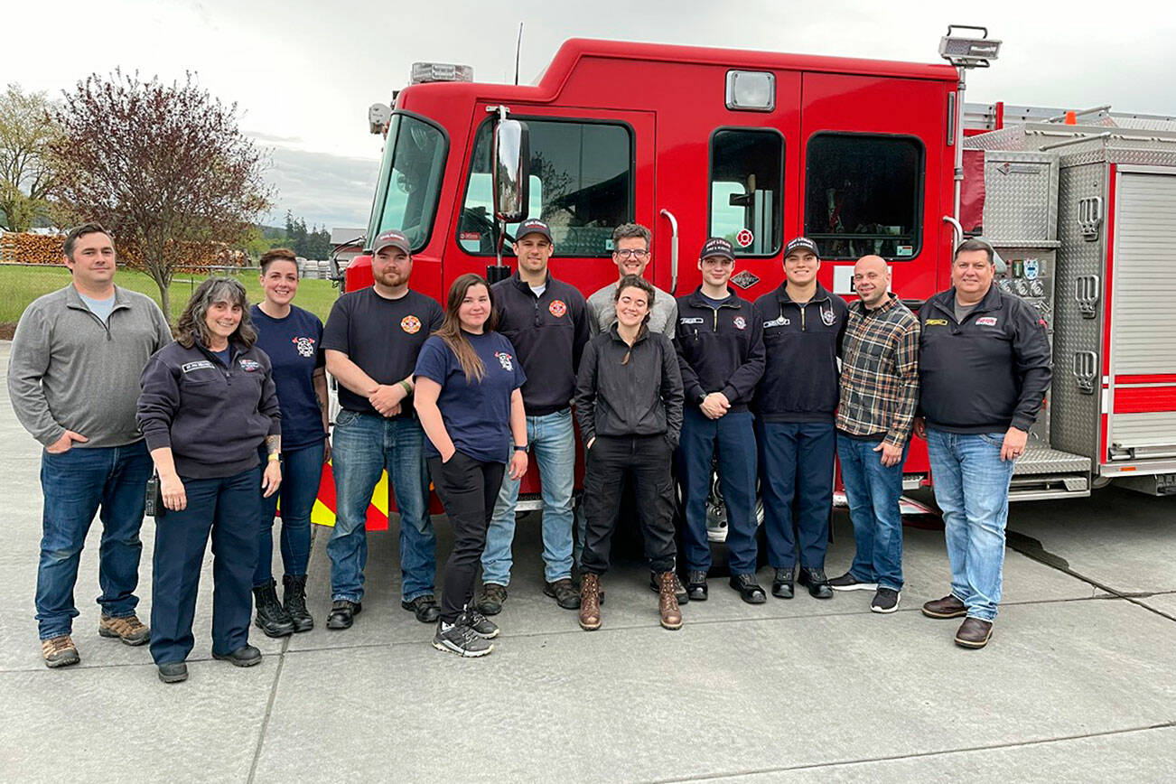 Pictured, from left to right, are Devon Beckham, Tammy Ridgway, Sandra Pawley, Tyson Svetich, Megan Fields, Andrew Lewis, K. Heidt, James Stewart, Nick Forcier, Josue Barajas, Trevor Bergen and Fire Chief Tim Manly.