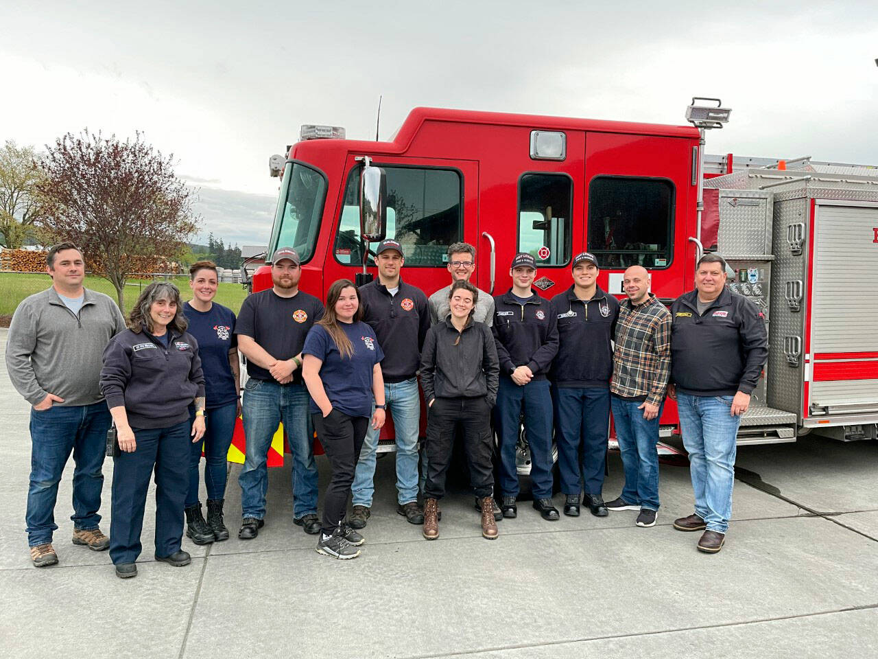 Pictured, from left to right, are Devon Beckham, Tammy Ridgway, Sandra Pawley, Tyson Svetich, Megan Fields, Andrew Lewis, K. Heidt, James Stewart, Nick Forcier, Josue Barajas, Trevor Bergen and Fire Chief Tim Manly.