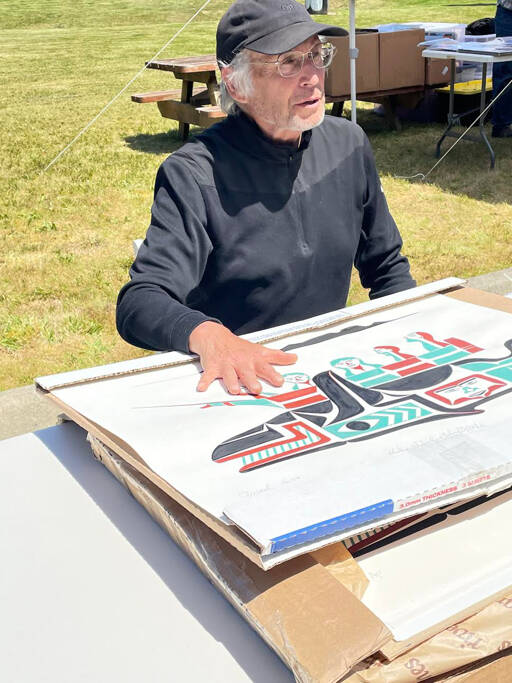 Bruce Colfax was one of many Makah who worked at the Ozette excavation that ran for 11 years starting in 1970. Colfax, an artist whose wood carvings, sculpture and prints belong in private and public collections across the country, is a former member of the Makah Cultural & Research Center board of trustees whose role it is to protect the artifacts found at the site. (Paula Hunt/Peninsula Daily News)