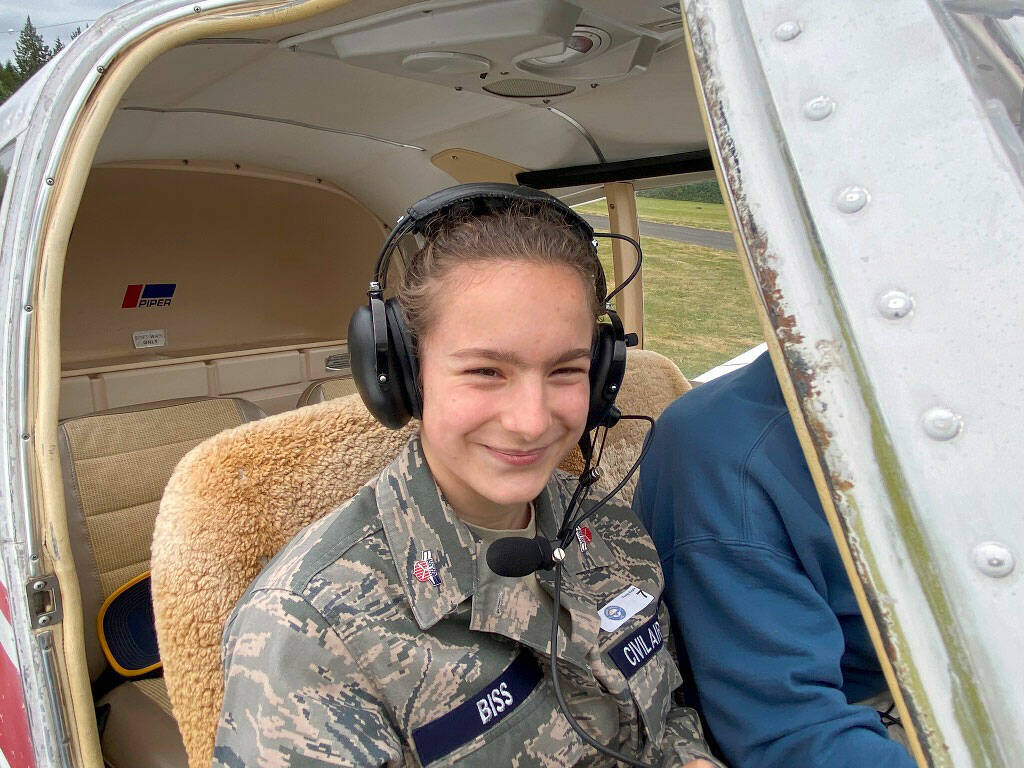 Paige Biss was the 4,000th Young Eagle passenger for Chapter 430 of the Experimental Aircraft Association at a July 16 rally at the Sequim Valley Airport.