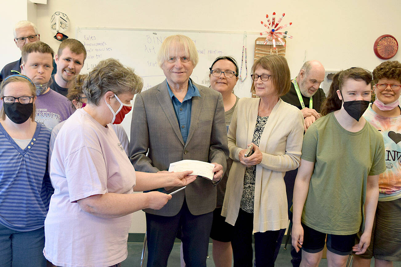 Photo credit: Catherine McKinney 

Pictured in the front row, left to right are Ruthie Brandt, Beth Walker, Homer Smith, Cynthia McNulty and Crissy Gelderd. 

In the middle row, from left to right, Spencer Hay, Andrew Nichol, Kira Kersting (hidden), Mandy Bingham, Stacey Shipley and Violet Snodgrass. 

George Will, Clallam Mosaic instructor and community engagement coach, is in the back.