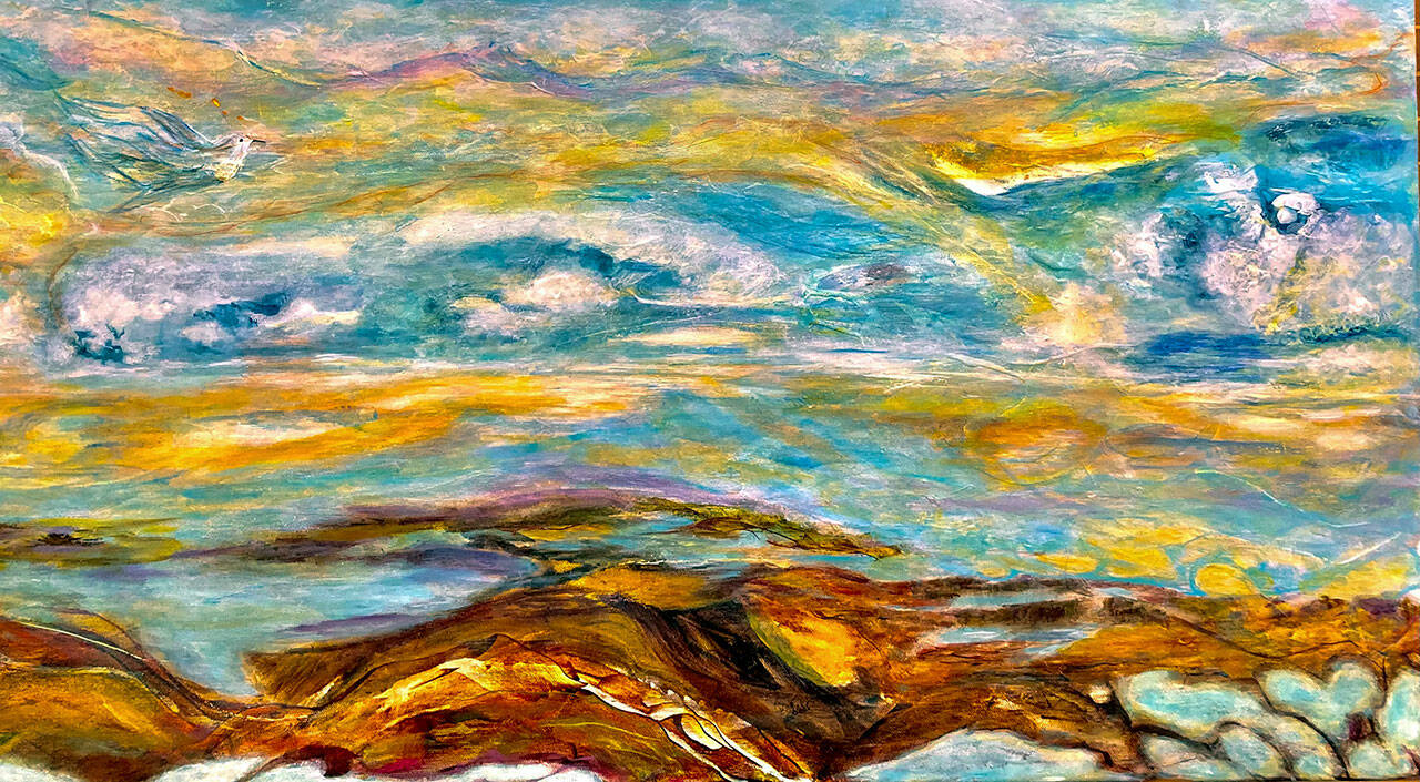 Sally Pfaff’s acrylic landscapes are on view at the Port Townsend Gallery.