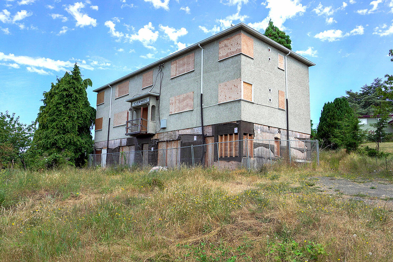 Steve Mullensky/for Peninsula Daily News
The Port Townsend City Council seeks to sell the Cherry Street property that had been barged over from Canada  five years ago to become affordable housing.