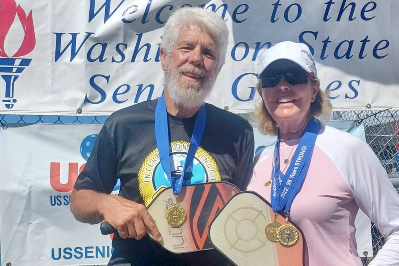 Port Angeles pickleballer Steve Bennett achieved a rare feat at the Washington State Senior Games in Lacey last weekend. Bennett won three gold medals in his three pickleball events in the ages 75 to 79 bracket, including mixed doubles with Jane Meadows of Redmond.