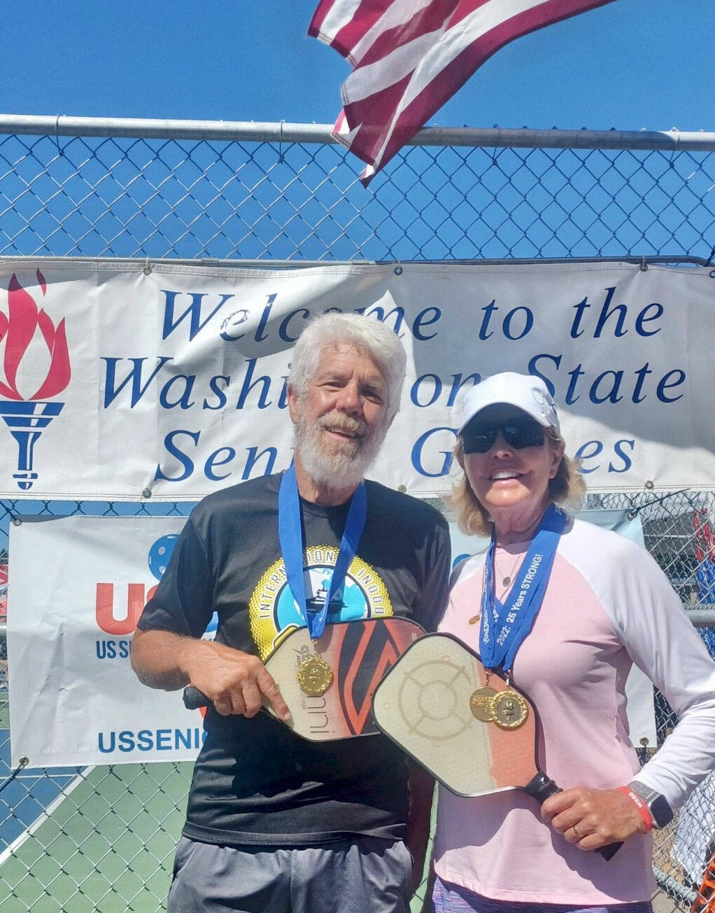 Port Angeles pickleballer Steve Bennett achieved a rare feat at the Washington State Senior Games in Lacey last weekend. Bennett won three gold medals in his three pickleball events in the ages 75 to 79 bracket, including mixed doubles with Jane Meadows of Redmond.