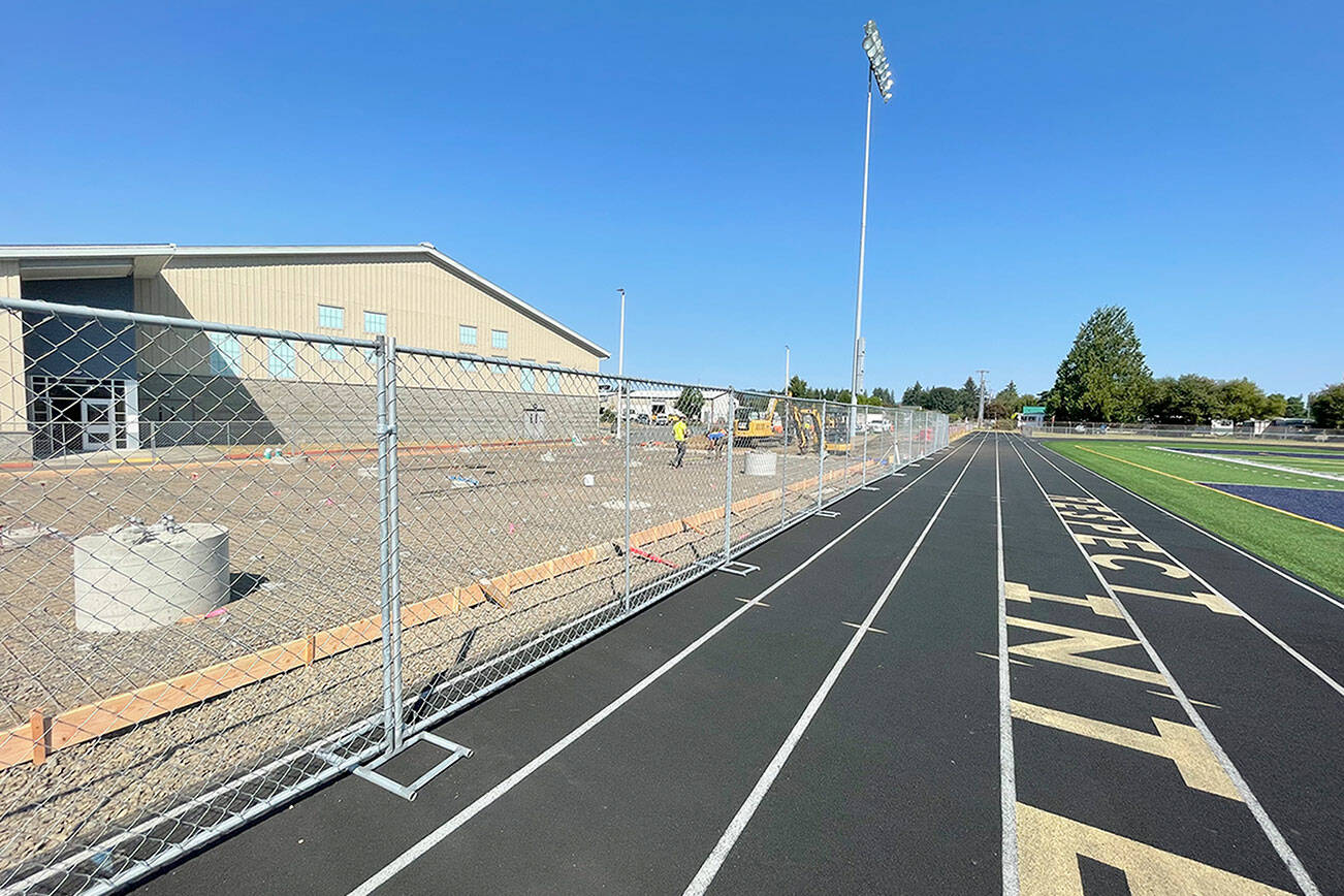 The $3.35 million Spartan Stadium grandstand replacement project is projected to be completed by Oct. 28, when the Forks High School football team plays its final home game of the season. The Quillayute Valley School District is using timber dollars from the Junior Taxing District, not a bond measure, to fund Phase I of the project that includes the new grandstand and ticket booth. Paula