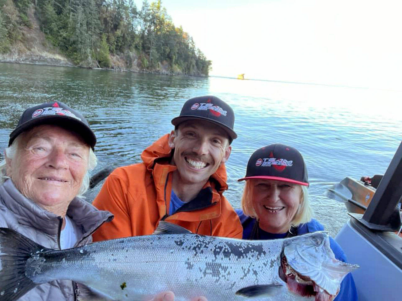 Sequim’s Kyle Kautzman enjoyed an excellent day of fishing near Salt Creek on his Old Town kayak. Kautzman caught a pair of good-sized hatchery coho after spending time releasing a number of kings and lingcod. Upon return to Freshwater Bay, angler Kyle Kautzman gifted one of his hatchery coho to a pair of visiting German tourists.