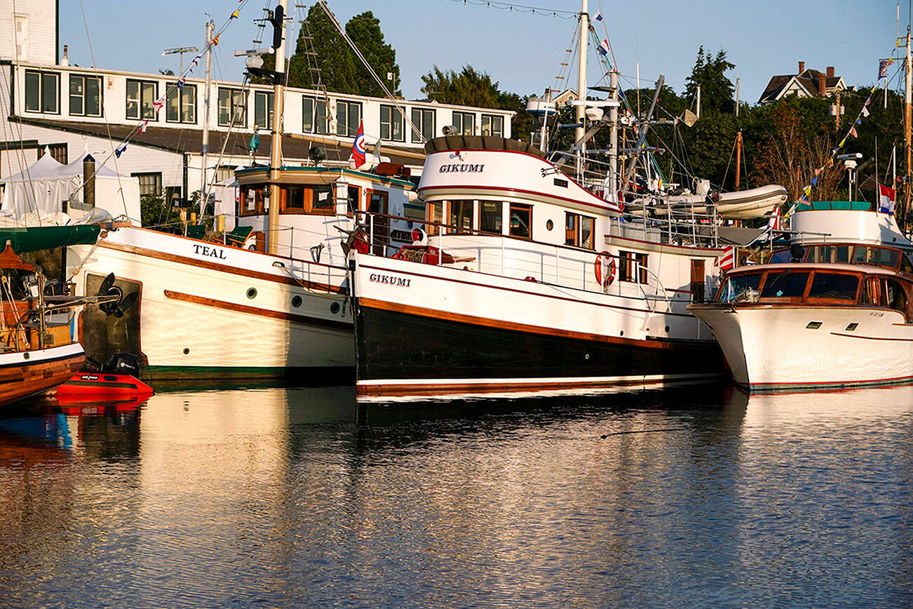 Steve Mullensky/for Peninsula Daily News


Classic wooden boats on display during the 45th Wooden Boat Festival at Point Hudson Marina, in Port Townsend, on Friday. The festival will run until Sunday.