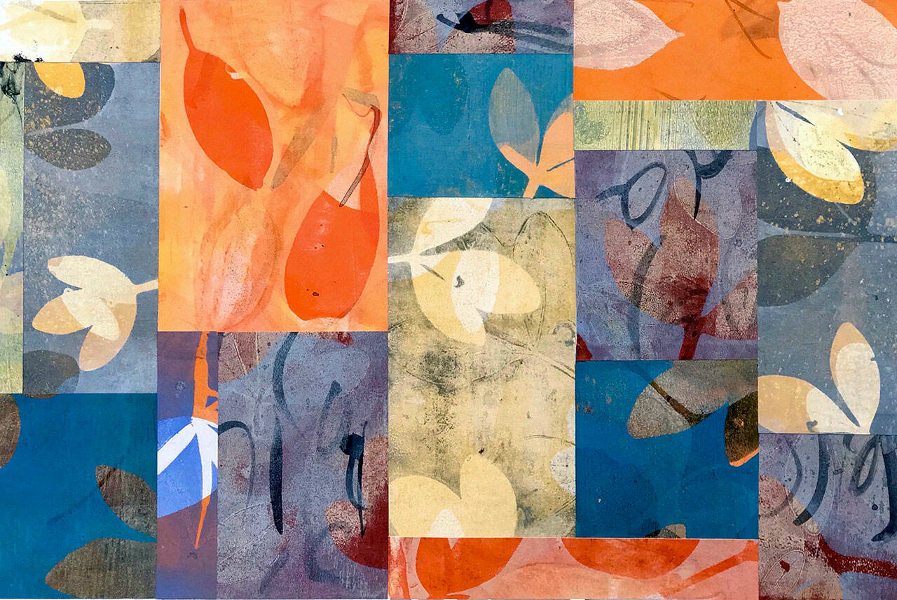 Hannah Klaus Hunter’s monoprint ‘Spring Wind’ is among those on display at “Turning Point.”