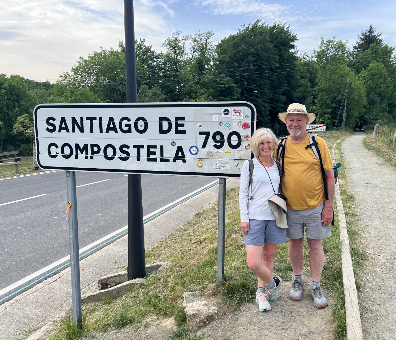 Photo courtesy of Danni Breen
Sequim resident Danni Breen and walking companion Mike Schefers are pictured on their second day of their Camino de Santiago adventure this summer, after staying in a monastery in Roncesvalles in Spain.
