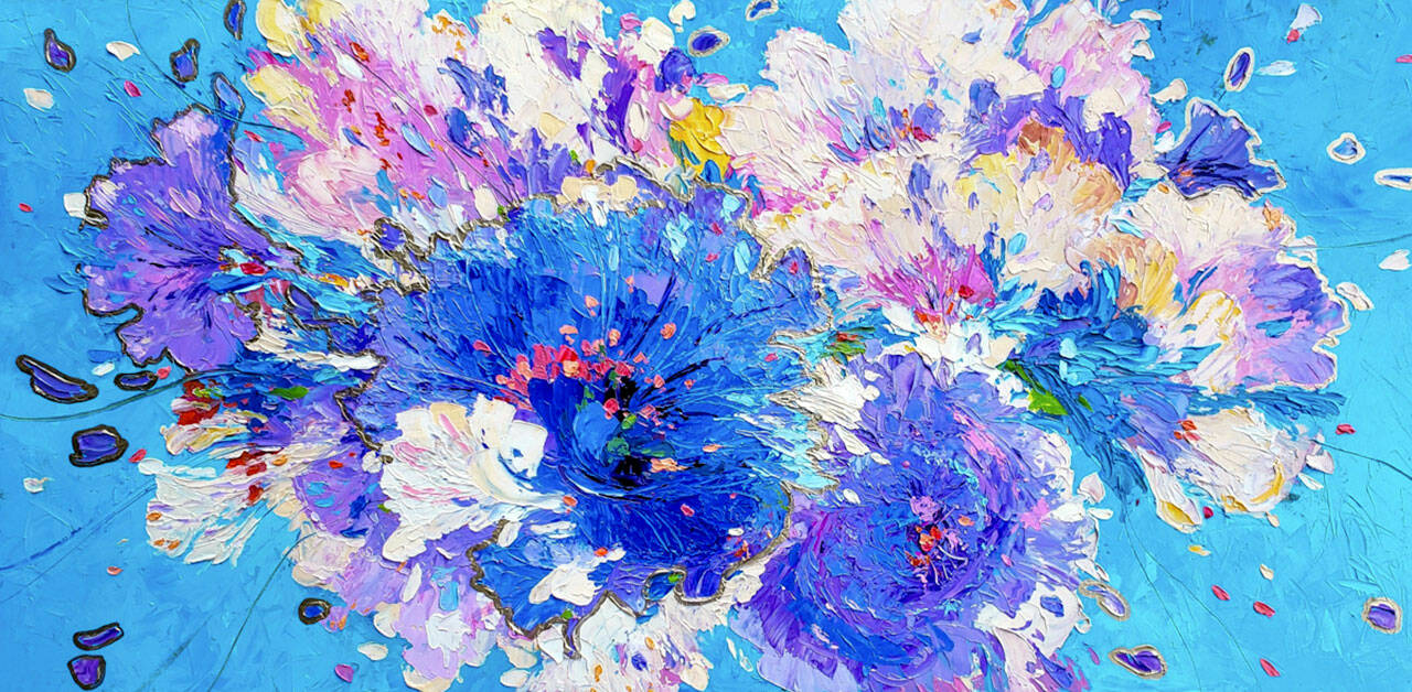 Susan Hazard’s Floribunda painting series is among the work on display at the Port Townsend Gallery.