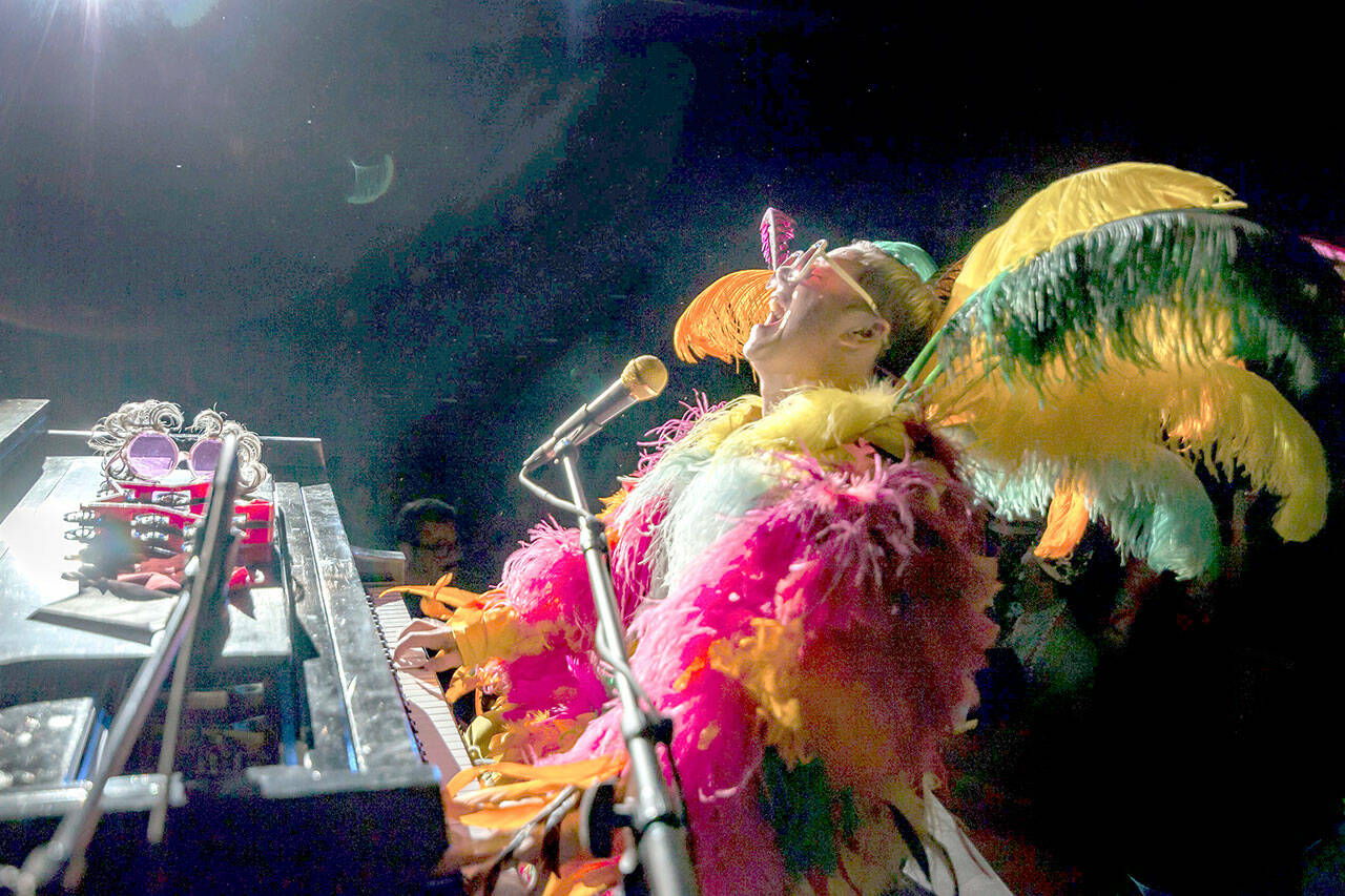 Extravagant costumes are part of the immersive “Rocket Man” show at the Port Angeles High School Performing Arts Center this Tuesday night. (Photo courtesy The Rocket Man Show)