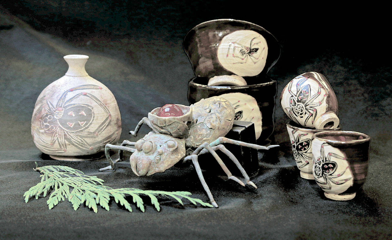 Artwork by Karen Sixkiller, contemporary Cherokee artist, is on display in House of Learning, Peninsula College Longhouse now through March.