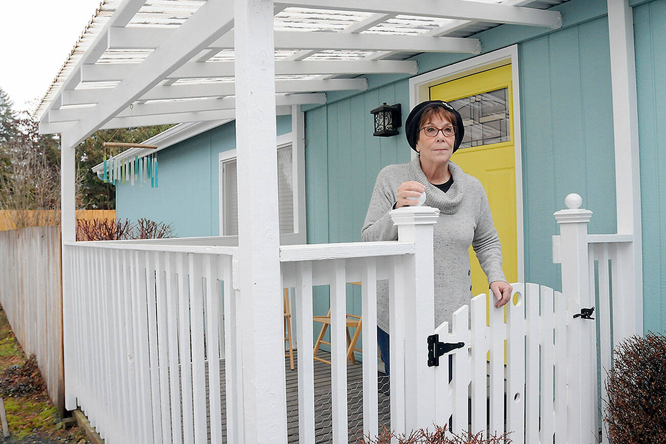 Keith Thorpe/Peninsula Daily News
Chris Walker, an organizer of the Parkwood Neighborhood Alliance and an advocate for owners of modular homes, is working to keep rents reasonable in her manufactured-home community near Sequim.